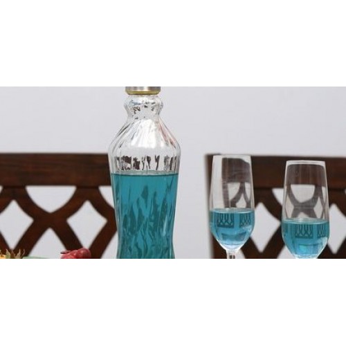 Ribbed Crystal Glass Water Bottle of 900...