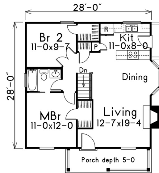 28x28 House Floor Plans