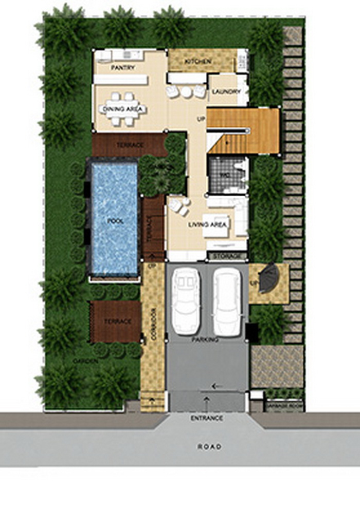 Double Story Stylish House Plan For 3600 Square Feet Acha Homes