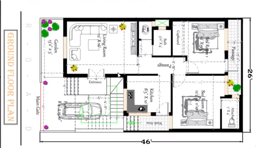 South Facing House Design Plan In India 26 46 Size House Basic Elements Of Home Design